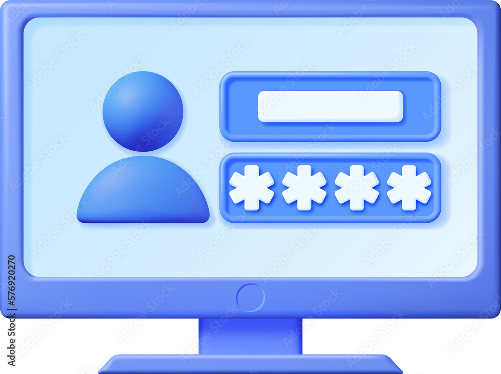3D User Login Form Page in Computer. 3D User Login Form Page in Computer.