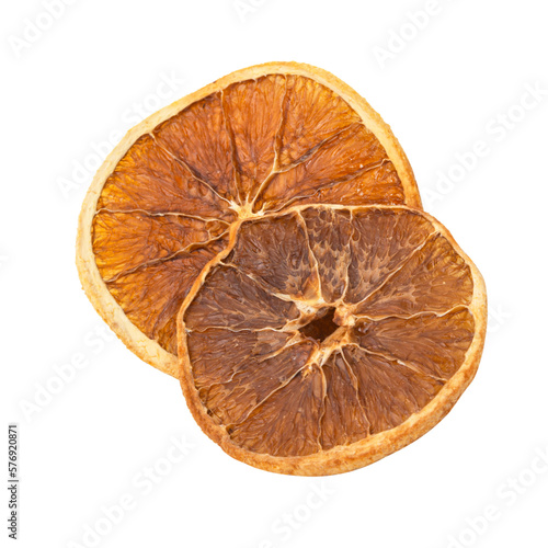 Dried citrus orange chips natural isolated on the white background