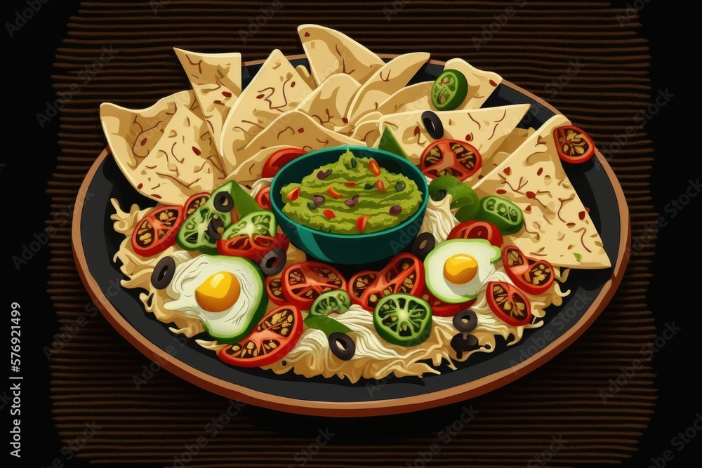 Nachos and guacamole on a dish. Rustic takes on classic Mexican fare. This is a great perspective. Blanket Room for Duplicates. Generative AI