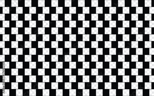 Optical illusion - parallel lines of black and white pillows on transparent background.Flat. Vector illustration