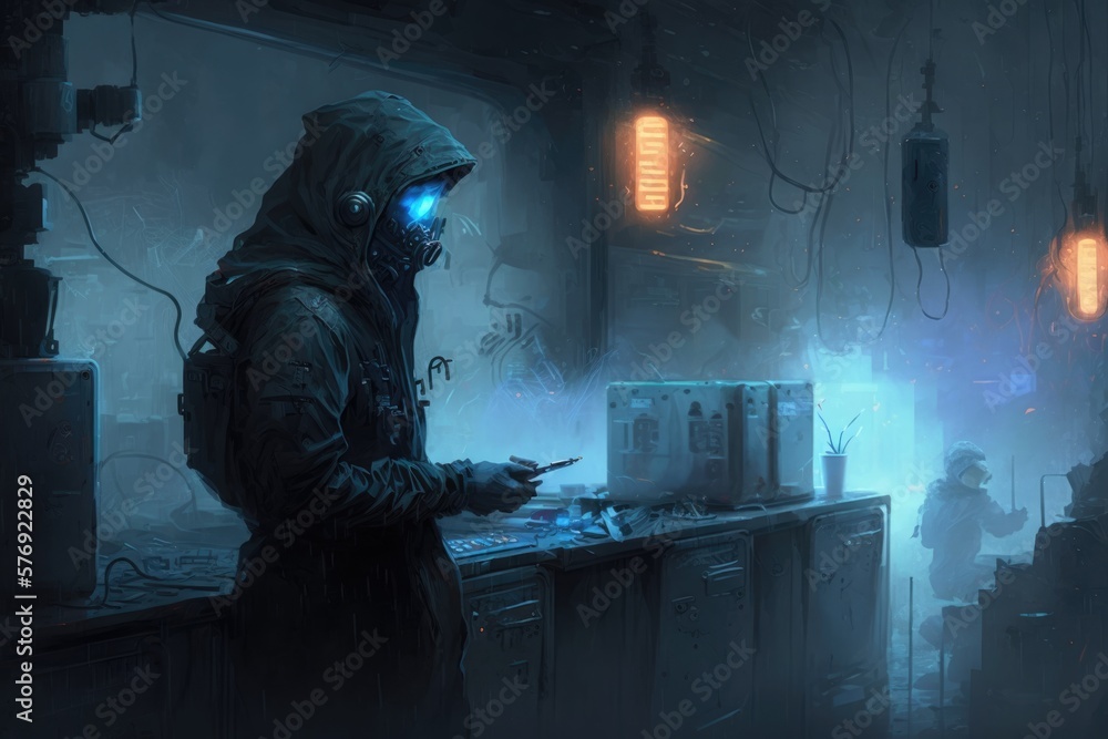 the black market of cyberware: unregulated implant surgery and its deadly consequences digital art poster AI generation. the black market of cyberware: unregulated implant surgery and its deadly consequences digital art poster AI generation.