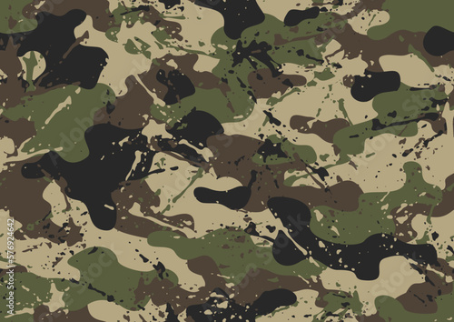 Grunge camouflage texture seamless pattern. Abstract modern endless military camo background for fabric and fashion textile print. Vector illustration.