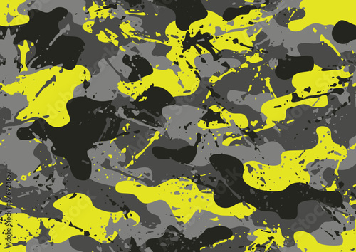 Grunge camouflage texture seamless pattern. Abstract modern endless military camo background for fabric and fashion textile print. Vector illustration.