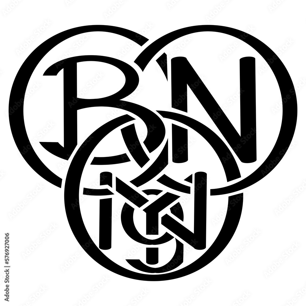 Black line drawing, Symbol design with letters B, O, O, N, Y, O, N, G, Logo pattern. Black line drawing, Symbol design with letters B, O, O, N, Y, O, N, G, Logo pattern.