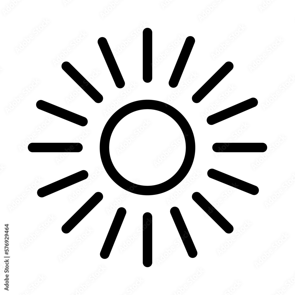 Sun line icon. Summer icon vector isolated on white background. Sun line icon. Summer icon vector isolated on white background.
