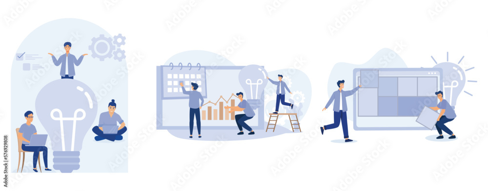 Project life cycle concept, Project planning, design structure matrix, task assignment, business case, business analysis, visual representation, set flat vector modern illustration Project life cycle concept, Project planning, design structure matrix, task assignment, business case, business analysis, visual representation, set flat vector modern illustration
