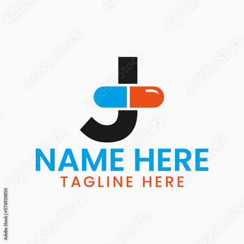 Letter J Medicine Logo Design Concept With Pile Symbol