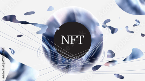 NFT abstract modern sign. It's icon in beautiful gradient color circle shape for using digital token of data stored on a blockchain.  