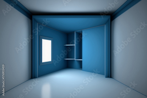 Designing a Minimalist Room with a Blue Wall. Generative AI