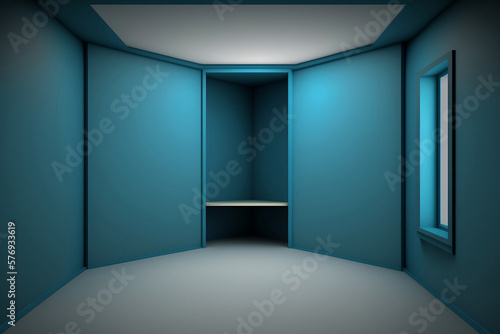 Designing a Minimalist Room with a Blue Wall. Generative AI