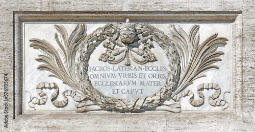 Exterior detail from Archbasilica of St.John Lateran, San Giovanni in Laterano in Rome, archbasilica's claim to be the head, or Mother Church, of the entire world.