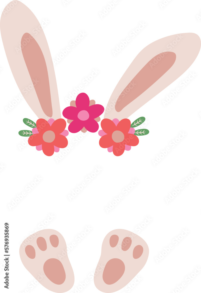 Monogram Name Split Easter Bunny Rabbit Ears And Paws