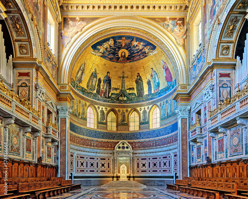 The papal cathedra, the presence of which renders the Archbasilica St.John Lateran, San Giovanni in Laterano, the cathedral of Rome, is located in its apse.
