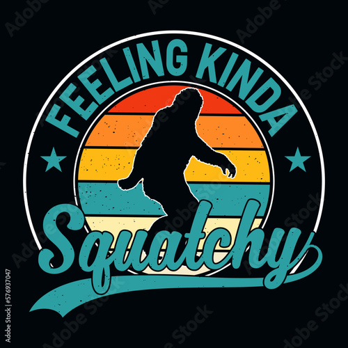 Retro sunset badge bigfoot t-shirt design