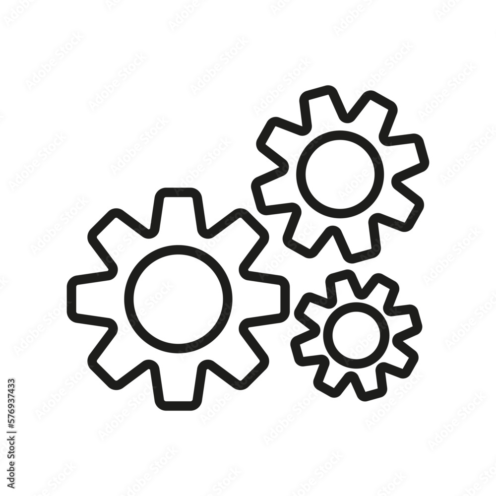 Gear line icon. Automation of processes, reducing the influence of the human factor in production. Gear concept. Vector line icon on white background