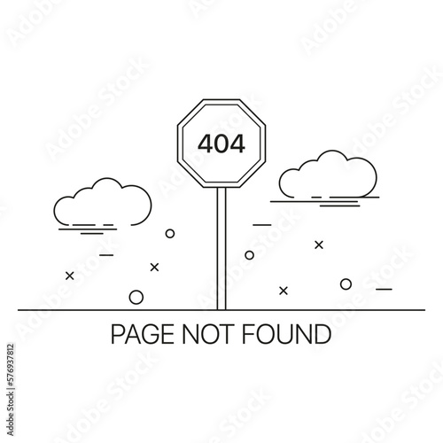Error 404 line icons. Cloud saving, personal data security, road sign, not found, internet. Web design concept. Vector line icon on white background