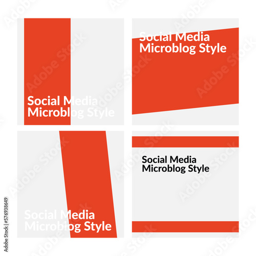 Simple social media template with orange colored strip. Suitable for microblog or carousel post style