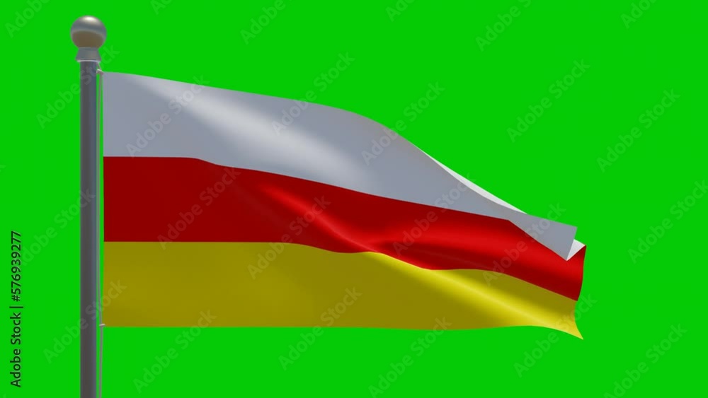 Flag in the wind with green screen background. Flag of South Ossetia Flag in the wind with green screen background. Flag of South Ossetia