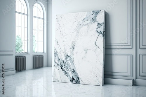 White marble background with natural Italian smooth bookmatch square design marble for ceramic granite tile surfaces and large wallpaper in interior and exterior home decoration. Generative AI