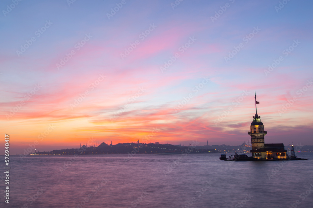 Sunset Colors in the Maidens Tower,  Uskudar Istanbul , Turkiye