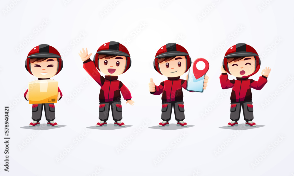 delivery man mascot collection red black jacket with helmet delivery man mascot collection red black jacket with helmet