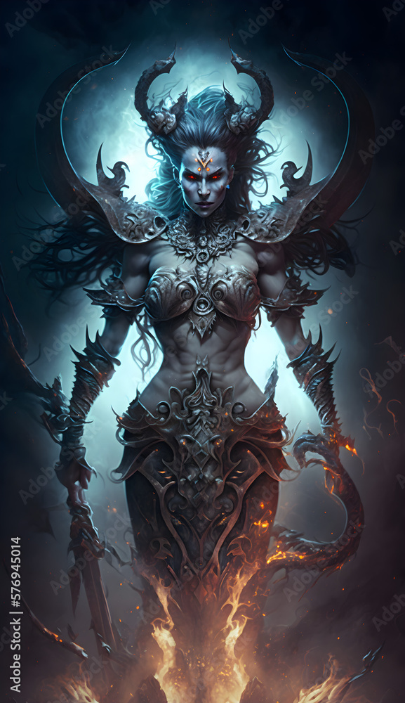 Naklejka premium Female barbarian with magic aura