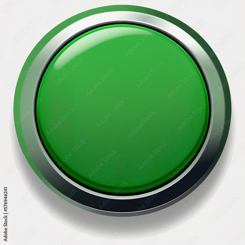 Green button isolated on white background, AI generated Green button isolated on white background, AI generated