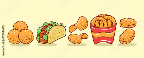 Fast food hand-drawn vector collection
