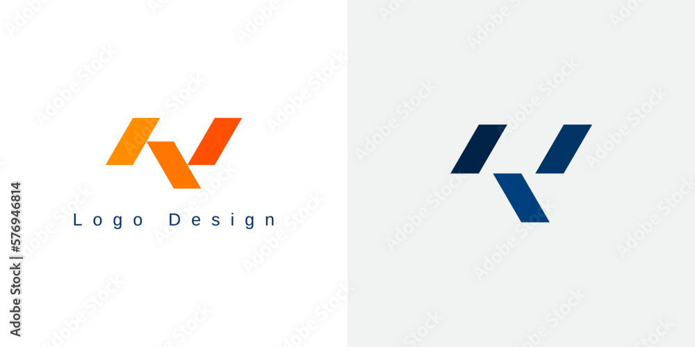 Abstract Initial Letter N Linked Logo. Blue Orange Geometric Shape Cutout Style isolated on Double Background. Can Be Used for Business Logos and Branding. Flat Vector Logo Abstract Initial Letter N Linked Logo. Blue Orange Geometric Shape Cutout Style isolated on Double Background. Can Be Used for Business Logos and Branding. Flat Vector Logo
