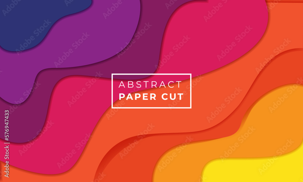 Colorful papercut design background with overlap layer, 3D papercut background Vector