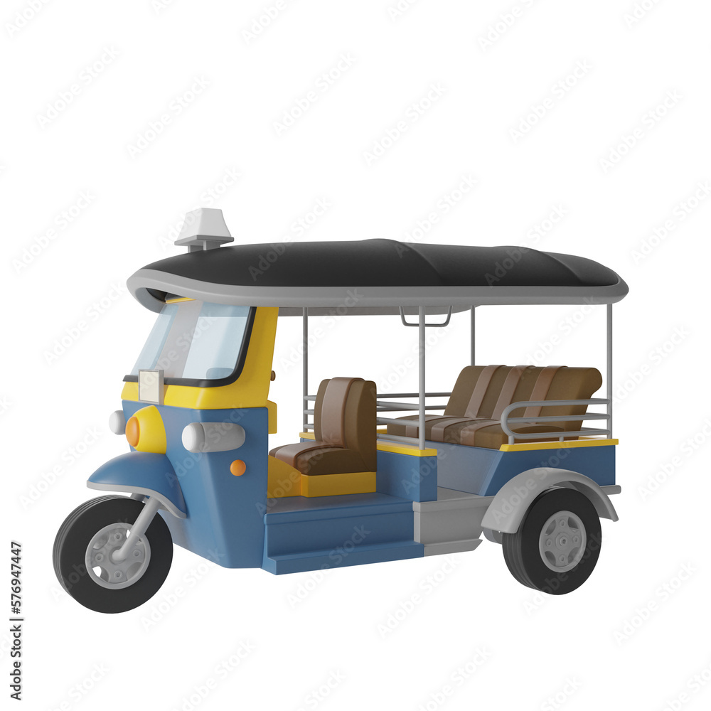 Fototapeta premium Tuk Tuk Thailand 3D Illustration-5