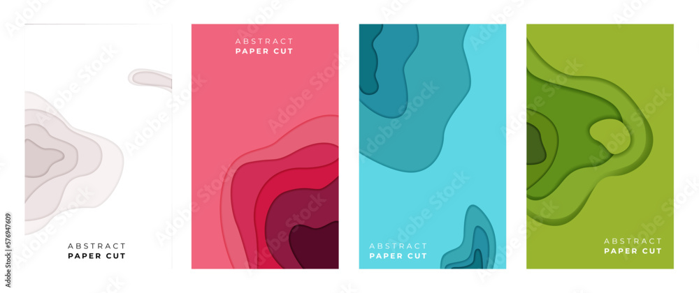 set of papercut design background with overlap layer, 3D papercut background Vector