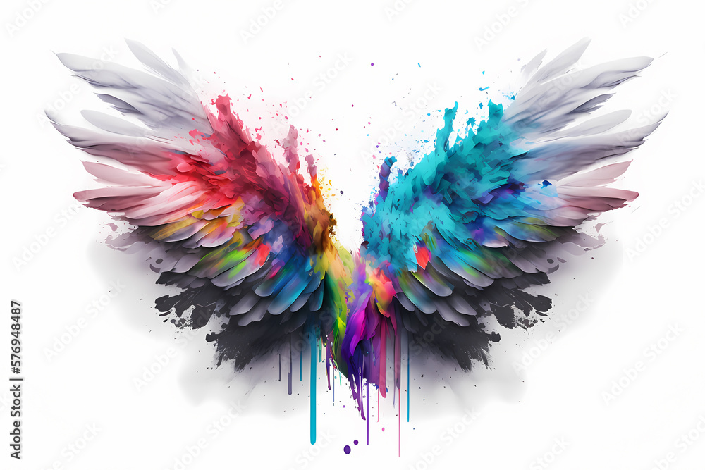 Abstract neon Colorful Wing. Generative AI.