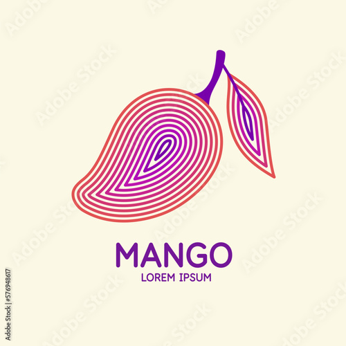 Illustration of a mango in a flat style. Isolated image on a light background. Vector icon.