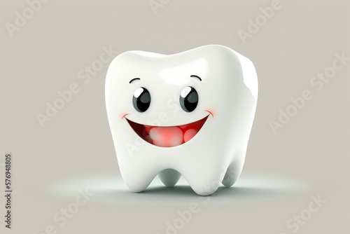 Cute tooth cartoon character smiling