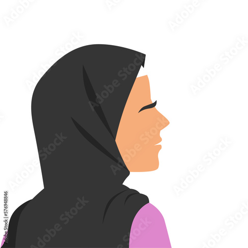 International Women's Day greeting with hijab girl side view