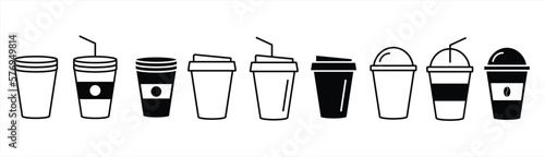 Coffee cup icon. Coffee paper cup icon set. Disposable coffee cup. Coffee cup icon with different style. Coffee cup icon sign and symbol. Vector illustration