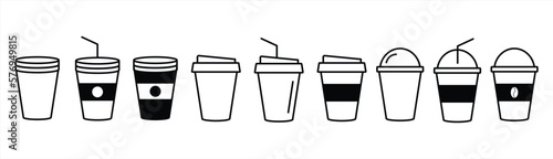 Coffee cup icon. Coffee paper cup icon set. Disposable coffee cup. Coffee cup icon with different style. Coffee cup icon sign and symbol. Vector illustration