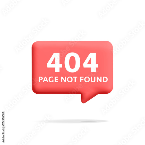 3d vector chat speech box popup notification with alert oops page not found message symbol mockup design