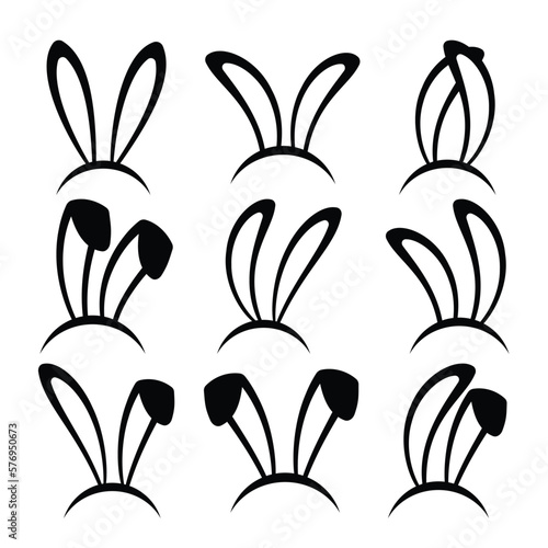 Rabbit ears headband set. Easter bunny ears isolated on background.