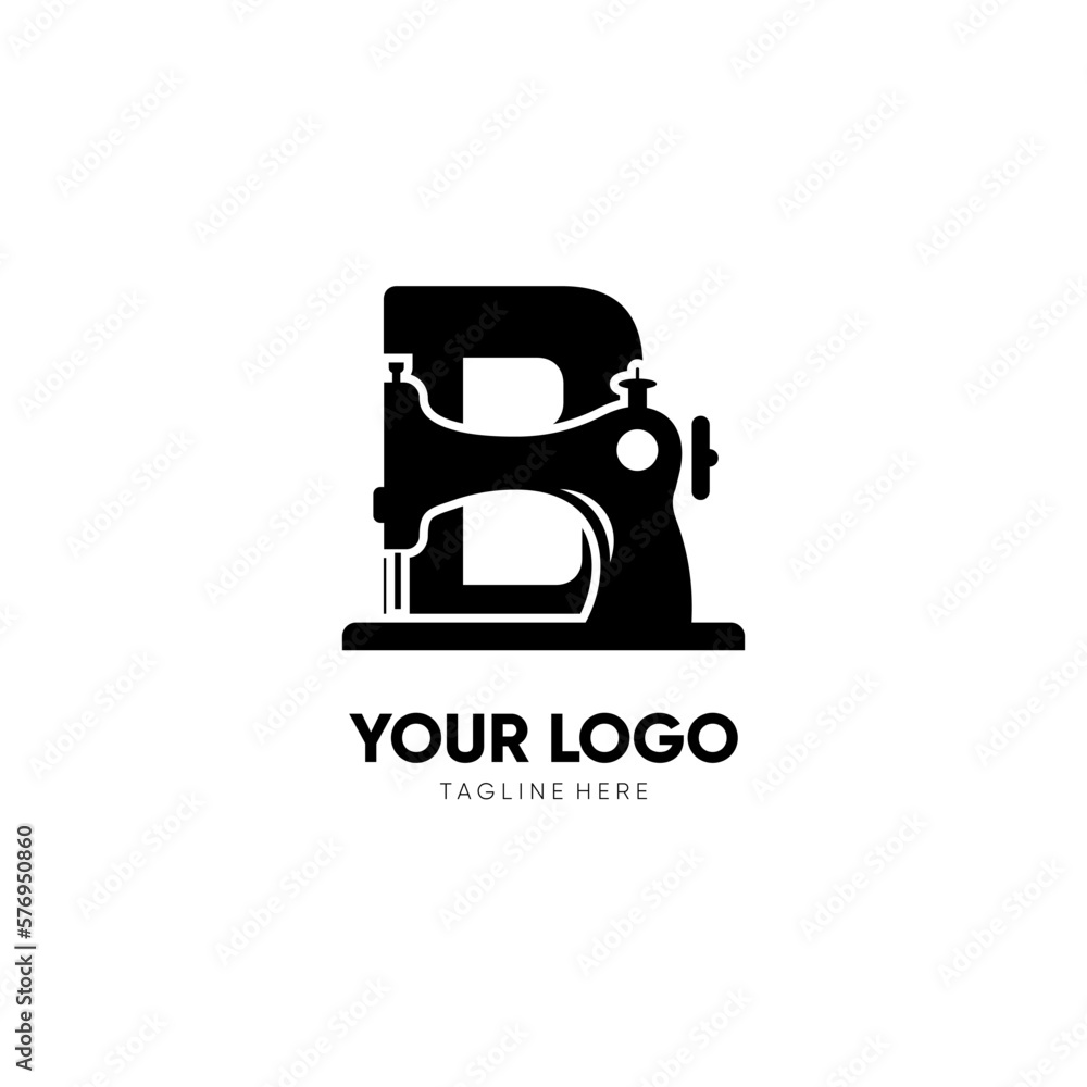 Letter B Sewing Machine Logo Design Vector Icon Graphic Emblem Illustration Background Template Letter B Sewing Machine Logo Design Vector Icon Graphic Emblem Illustration Background Template
