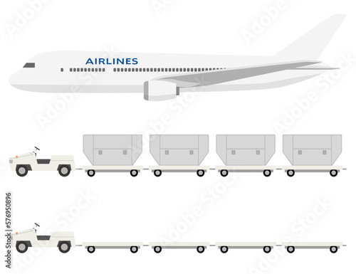 飛行機　　航空コンテナ　空の物流セット