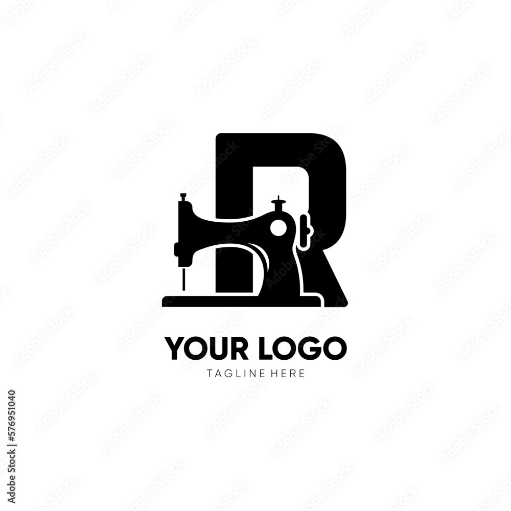 Letter R Sewing Machine Logo Design Vector Icon Graphic Emblem Illustration Background Template Letter R Sewing Machine Logo Design Vector Icon Graphic Emblem Illustration Background Template