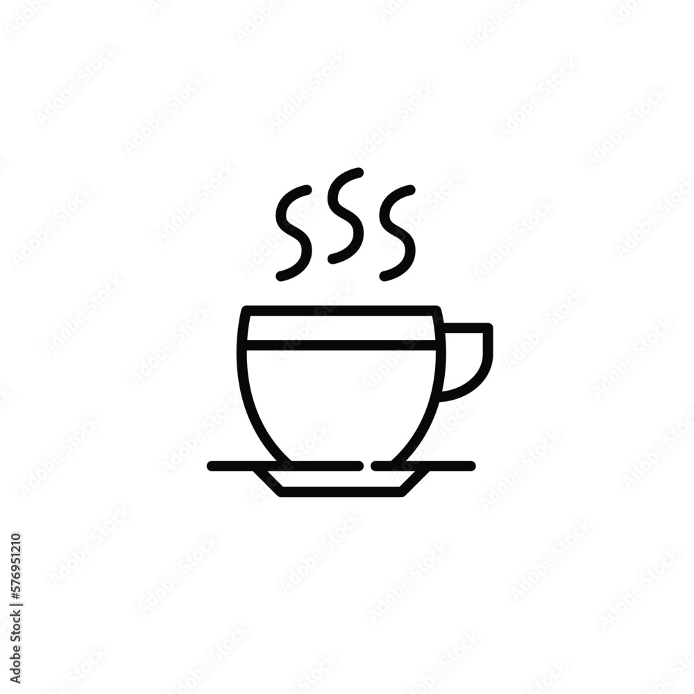 Teacup with saucer set. Drinks menu in a coffee shop or restaurant. Pixel perfect, editable stroke line icon Teacup with saucer set. Drinks menu in a coffee shop or restaurant. Pixel perfect, editable stroke line icon