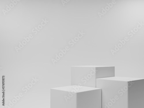 3d rendering elegant minimal white rectangular podium background