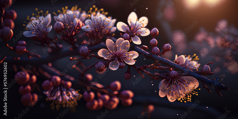 beautiful plum tree blossoms with sunlight AI-Generated beautiful plum tree blossoms with sunlight AI-Generated