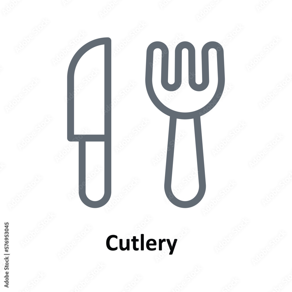 Cutlery  Vector   Outline Icons. Simple stock illustration stock