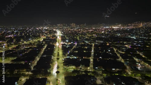 Aerial view of the city of Bogota at night. Bogota is the capital and the largest city of Colombia, South America. hyperlpase photo