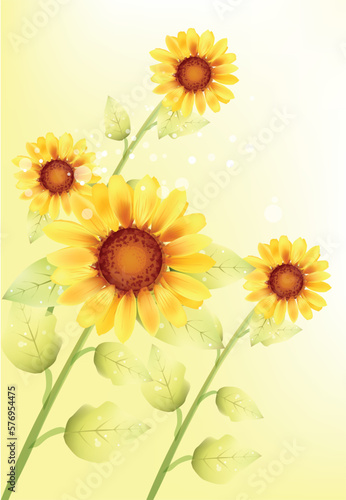 abstract summer sunflower friendship pattern art vector greeting card interior wallpaper background