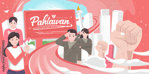 Hari pahlawan nasional means happy indonesian national heroes day